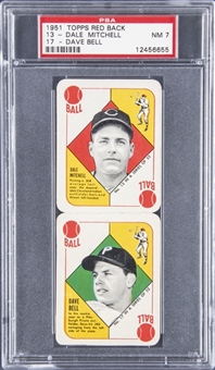 1951 Topps Red Back Panel #13/17 Mitchell/Bell - PSA NM 7